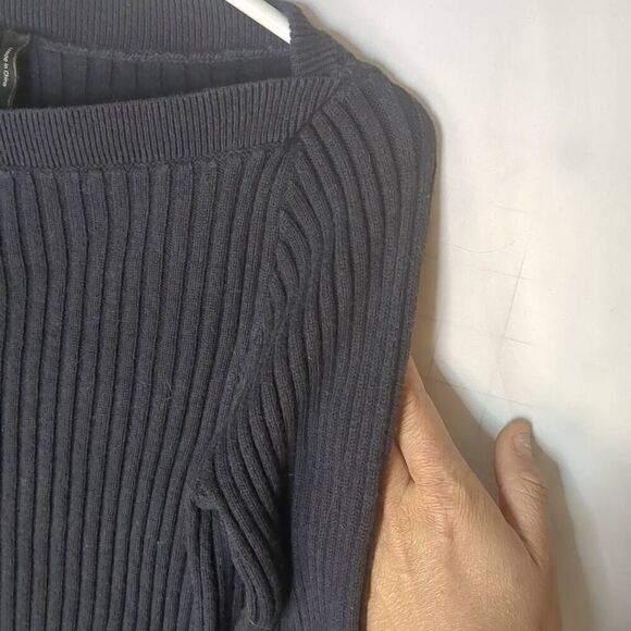 Theory Sandora Woolcot Dark Navy Merino Sweater Boat Bateau Neck M Medium - Picture 3 of 12